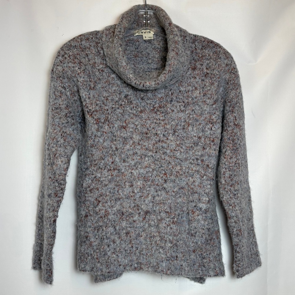 Orvis‎ Womens Gray Speckled Cowl Neck Long Sleeve Sweater Alpaca Blend Size S